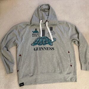 Guinness Men's Gray Graphic Hoodie - 'Relax With A' Turtle Print